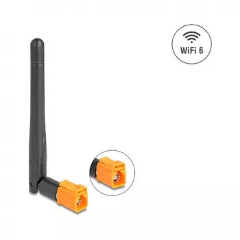 DELOCK FAKRA M daudzvirzienu WiFi 6 antena 2.4/5 GHz 2.5–3.0 dbi ar slīpuma locītavu, melna
