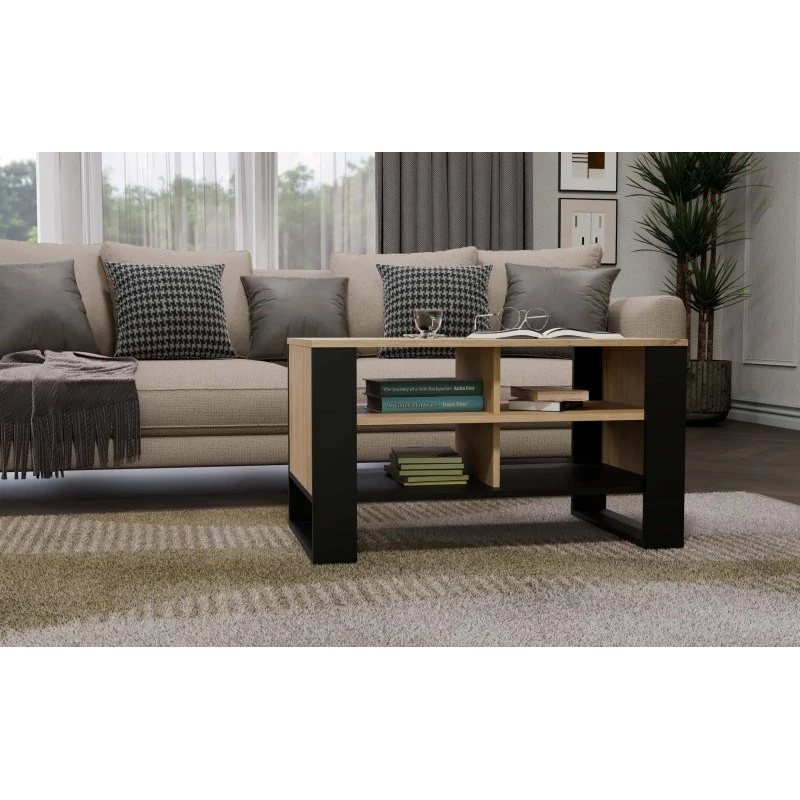 Kafijas galdiņš MODERN 4P Dąb Artisan Czerń