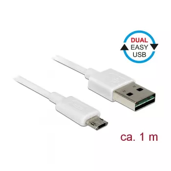 USB kabelis DeLOCK 84807 USB 2.0 1 m balts USB A uz Micro-USB B