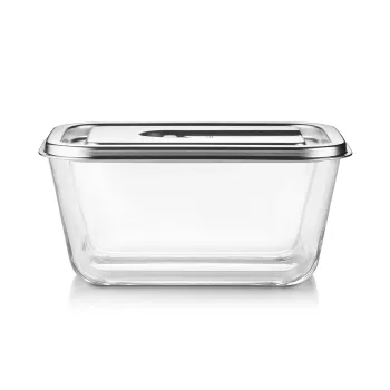 Caso Glass Vakuuma Trauks ar Plastmasas Vāku | VacuBoxx Stainless Steel XL | Caurspīdīgs
