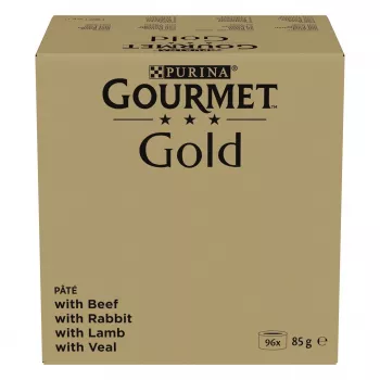 Purina Nestlé GOURMET Gold Mus Mix slapjā barība kaķiem 96 x 85 g, 4 garšas, pieaugušiem kaķiem
