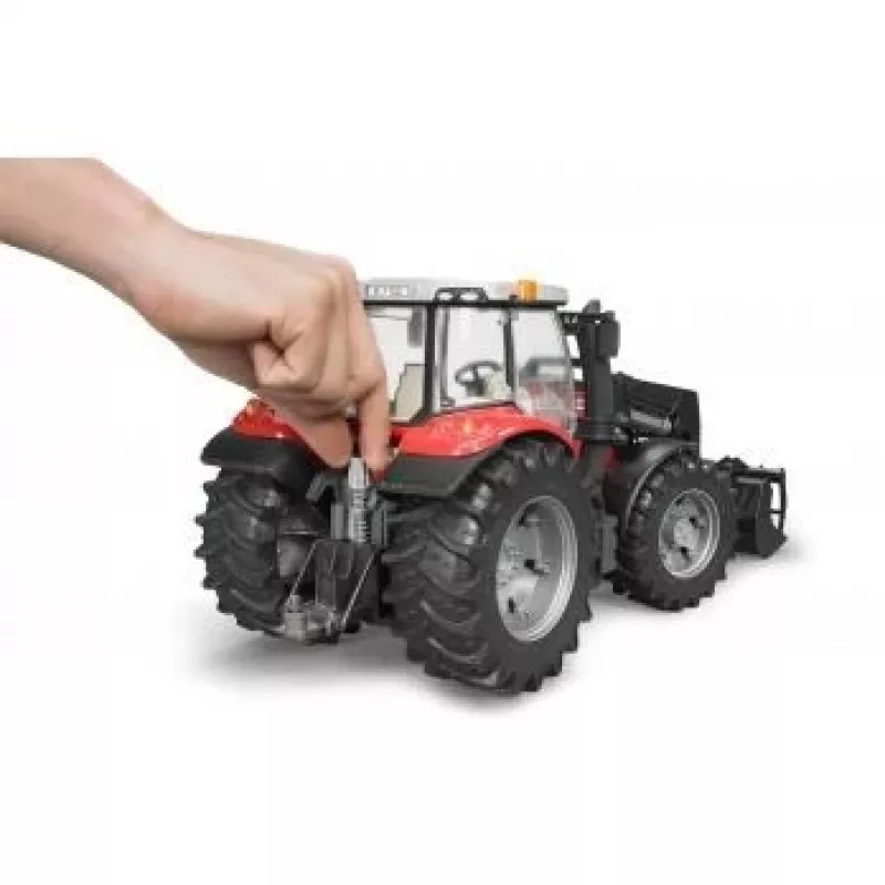BRUDER Massey Ferguson 7624 ar frontālo iekrāvēju, sarkans, rotaļlieta traktors 1:16, 3+ gadi