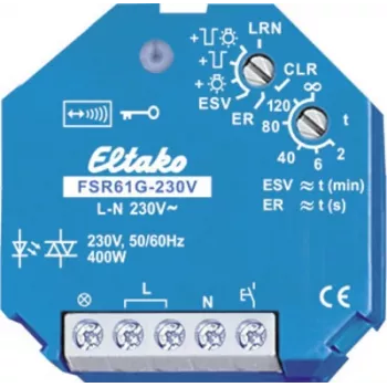 Eltako FSR61G-230V bezvadu 1 kanāla iestrādājamais slēdzis, 400 W