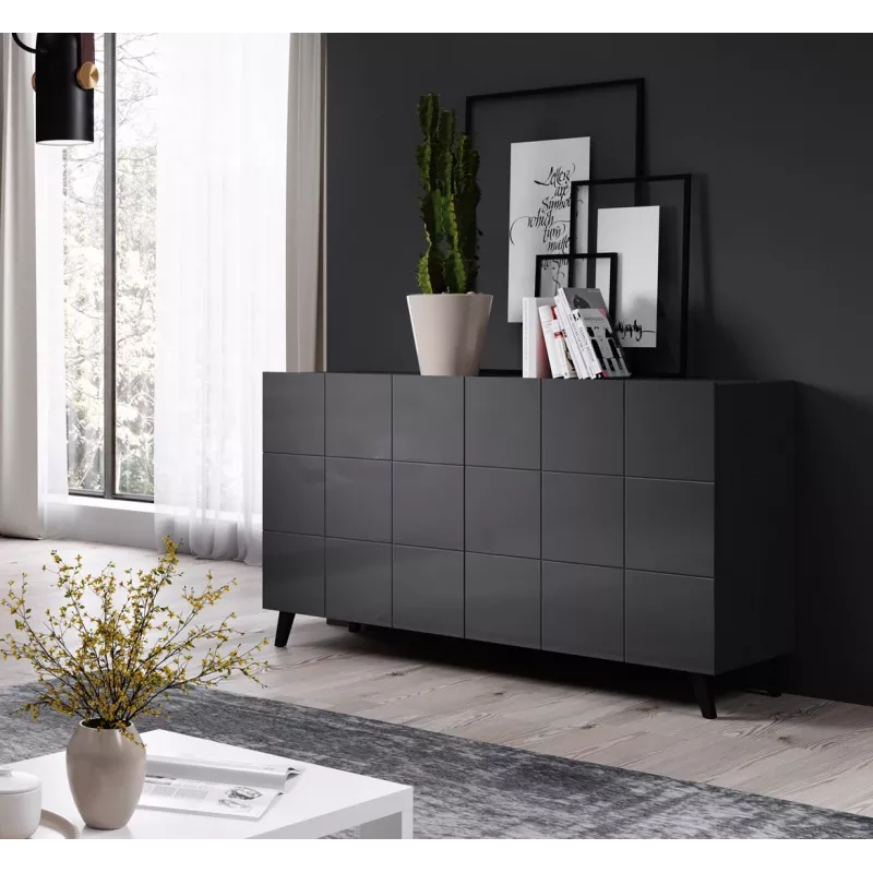 Cama Kumode 2D REJA grafīta pelēks glancēts/grafīta pelēks glancēts