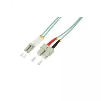 LogiLink SC/LC optiskais lēciena kabelis — 2 m, 50/125 µm OM3, halogēnu nesaturošs, akvamarīns