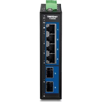 Industriālais 6-portu 2.5G DIN-sliedes slēdzis TRENDnet TI-G5062 ar metāla korpusu