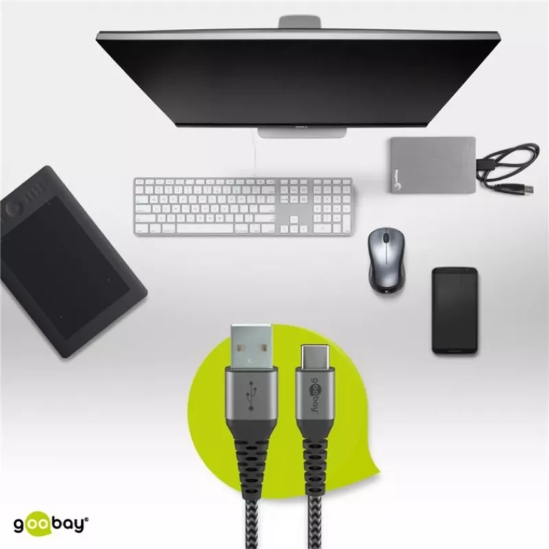 Goobay 49297 USB kabelis, melns