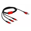 DeLOCK kabelis tikai uzlādei - Lightning / USB - USB (vīr.) uz Micro-USB Type B, Lightning, USB-C (vīr.) - 1,0 m - Ekranēts - Melns (85892)