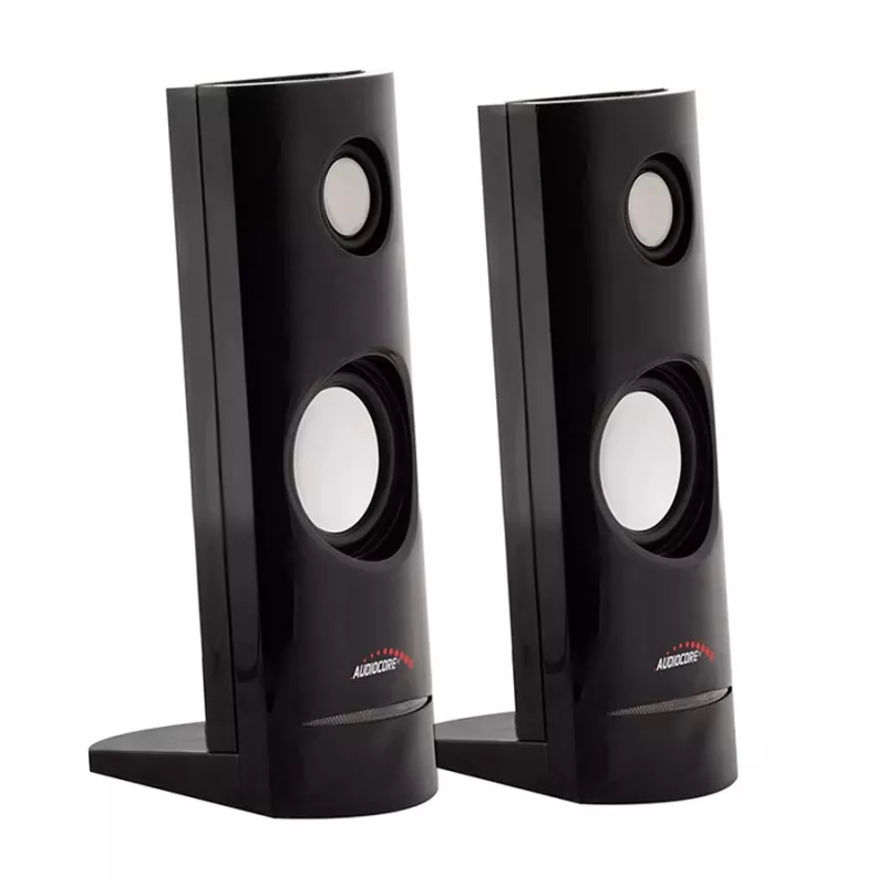 2-virzienu vadu PC skaļruņi Audiocore AC860, 2.0 kanāli, 4 W RMS, USB barošana, 3.5 mm ieeja, melni