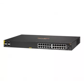 HPE Aruba Networking CX 6100 24G Class4 PoE 4SFP+ 370W Pārvaldāms L3 Gigabit Ethernet (10/100/1000) Power over Ethernet (PoE) 1U Melns