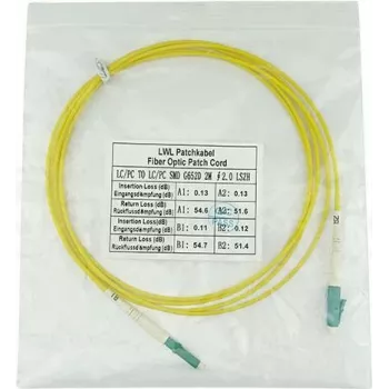 Optiskā šķiedras pītā kabelis BlueOptics SFP2121BU0.5MM 0.5 m LC, vienmodas G.657.A1, dzeltena apvalks