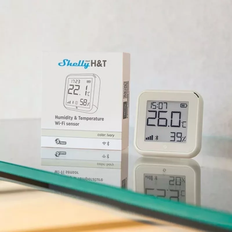 Shelly temperatūras un mitruma sensors Plus H&T Gen. 3 (ziloņkaula krāsa)