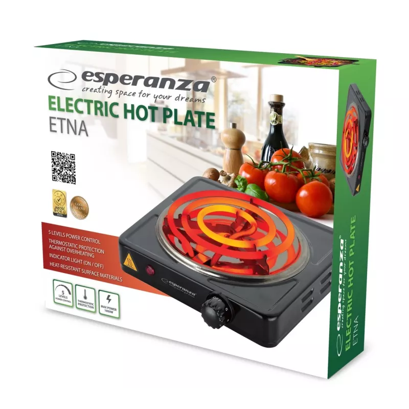 Esperanza EKH012K melnā galda plīts 21 cm 1 zona