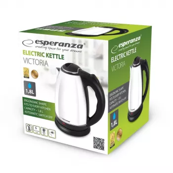 Esperanza EKK113W elektriskā tējkanna 1.8 L Melna, Balta 1800 W