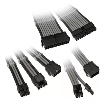 Pagarinātāju komplekts Kolink Core Adept — 6 daļu PSU un mātesplates pagarinātāji, PET pinums, vara vadi, garumi 300–350 mm