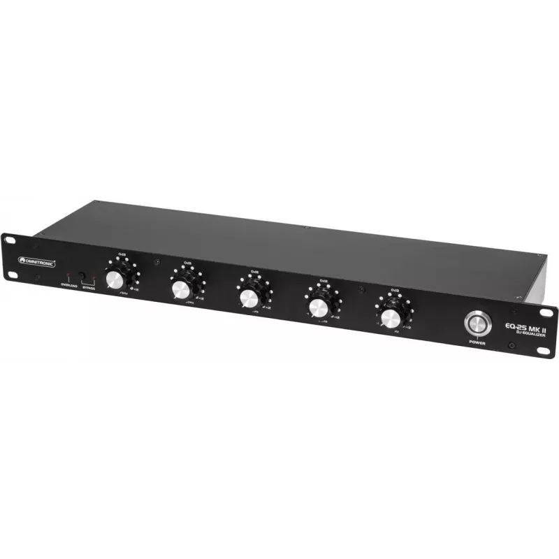 DJ ekvalaizers Omnitronic EQ-25 MK2 — 2 kanālu, 15 joslu grafiskais ekvalaizers