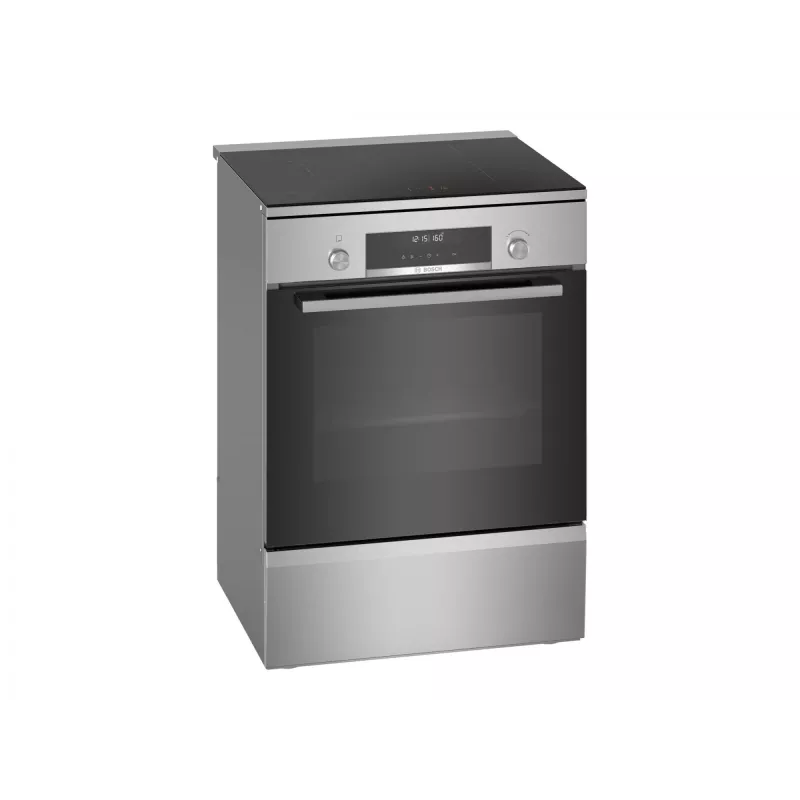 Bosch HLS79Y351U Series 6 Brīvstāvoša Plīts, Indukcijas Virsma, Elektriskā Cepeškrāsns, 63 L, Nerūsējošais Tērauds, 60 cm