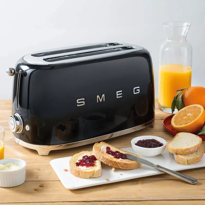 Smeg TSF02 Toaster 4 Slices - Melns/lakots/41x20.8x21.5cm/6 Cepšanas līmeņi/1500W