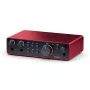 Audio interfeiss Focusrite Scarlett 2i2 4. paaudze — 2 ieejas/2 izejas USB-C, 24-bit/192 kHz, 69 dB priekšpastiprinātāji, galddatora, melns/sarkans