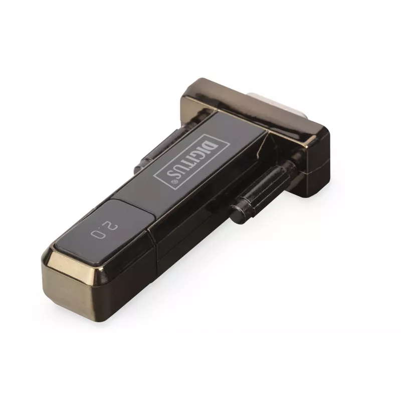 DIGITUS USB 2.0 uz Seriālo Pārveidotājs DSUB 9 vīriešu, iekļauts USB A kabelis 80 cm, FTDI mikroshēma FT232RL, USB 2.0 uz RS232