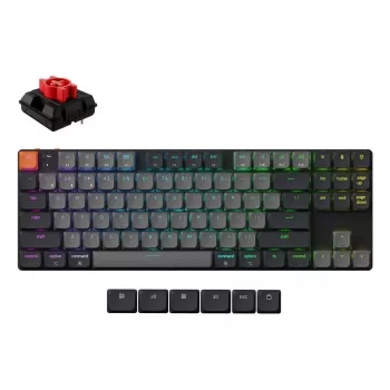 Mehāniskā tastatūra Keychron K1X-B1, 80% (87 taustiņi), USB + Bluetooth, QWERTY angļu, Pelēka, RGB fona apgaismojums