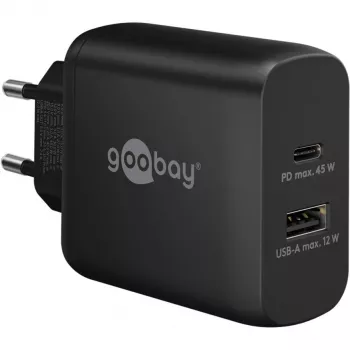 Goobay 65411 Lādētājs mobilajām ierīcēm, austiņām, viedtālruņiem, planšetdatoriem, melns, AC ātrā uzlāde, iekštelpām
