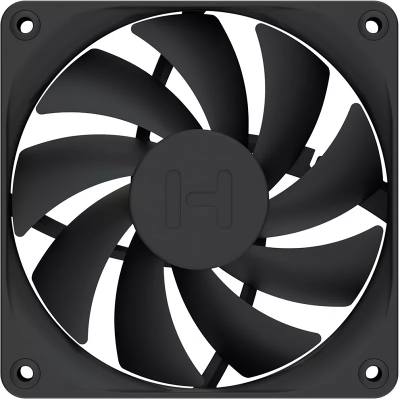 120 mm korpusa ventilators 4-pack HYTE FA12 melns, PWM atbalsts, standarta 120mm stiprinājums