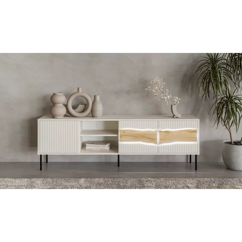 TV skapis cama meble INSERTO 3D1W 190x40x62 cm kašmira apdare ar LED