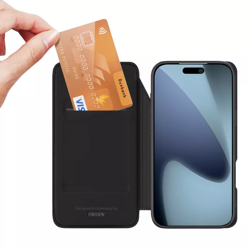Nevox Vario Series grāmatveida maciņš Apple iPhone 17 Pro, melns
