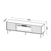 TV skapis Cama Meble CORTINA 180x40x60 cm melns ar melnu kamīnu