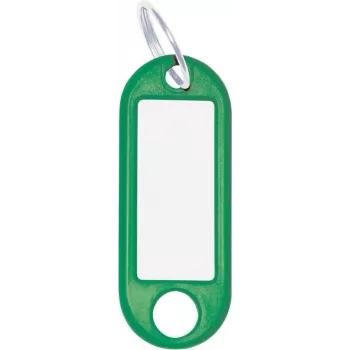 Atslēgu birku komplekts WEDO 262 101804 — zaļas plastmasas identifikācijas kartītes 21 × 52 mm, 10 gab.