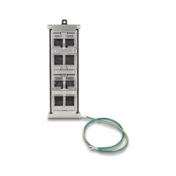 DELOCK Keystone Holder 8-portu slīpais rāmis DIN sliedei vai sienas montāžai, melns, 78×154×55 mm
