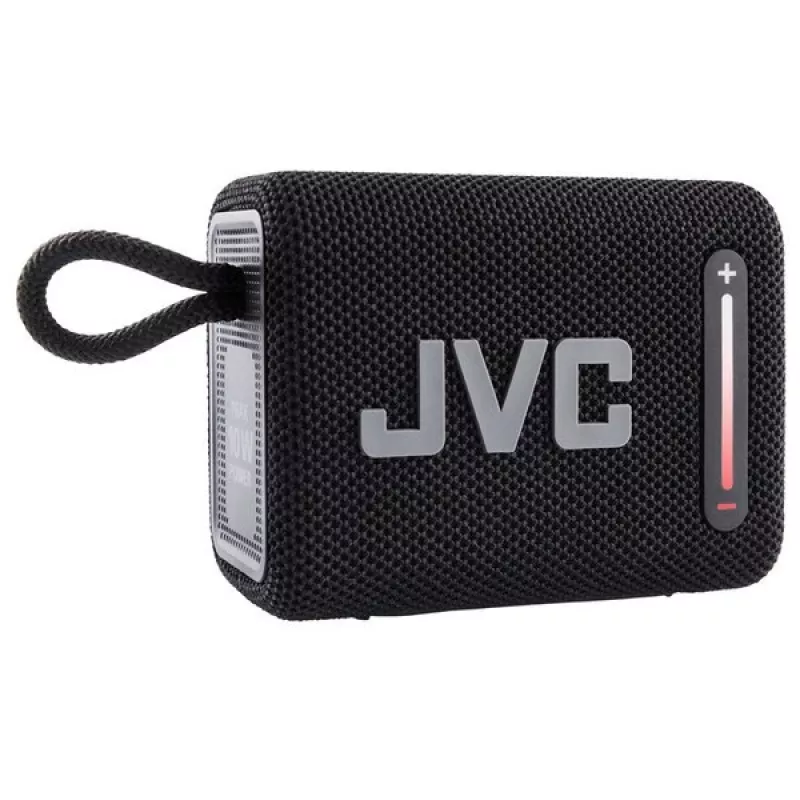 Portatīvais skaļrunis JVC XS-E114B, IPX6 ūdensizturīgs, Bluetooth 5.3, 5 W RMS, 2000 mAh akumulators, FM radio, TWS, melns