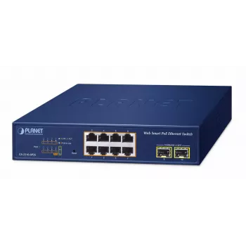 Vadāmais slēdzis PLANET GS-2210-8P2S 8 portu Gigabit Ethernet 802.3at
