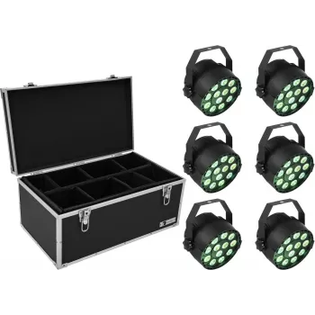 LED PAR gaismu komplekts EUROLITE 6x TCL Spot ar transporta koferi, modelis TDV-1