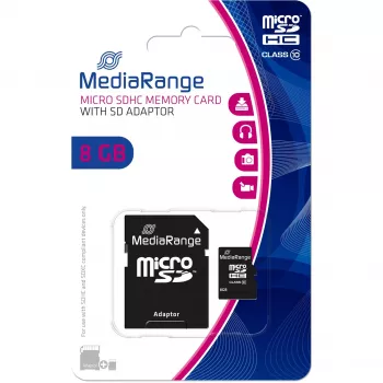 Atmiņas karte Micro SDHC 8GB C10/W/ADAPTER MR957 Mediarange
