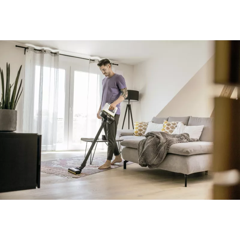 Stick putekļsūcējs Karcher VC 4, 2-in-1, bez maisa, bezvadu 21.6V Li-Ion, 30 min darbība, HEPA, 2 ātrumi, dzeltens/melns