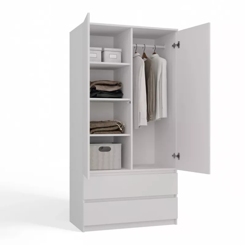 Garderobe Top E Shop SZAFA MALWA B 5 plaukti 2 veramas durvis Balta 900×500×1800 mm