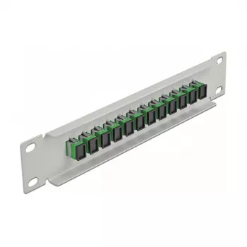 Šķiedru optikas sadales panelis DeLOCK 10 collu 12 Portu SC Simplex zaļš 1U pelēks