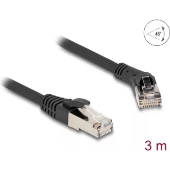 Tīkla kabelis DeLOCK RJ45 Cat.8.1 S/FTP 45° leņķa labais 3m melns