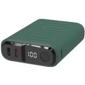 Powerbank RealPower PB-10000C PD+ 3x Type-C, Tumši Zaļš (458439)