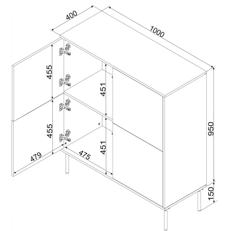 Cama 4D kumode TRESSE 100x40x110 matēts zaļš