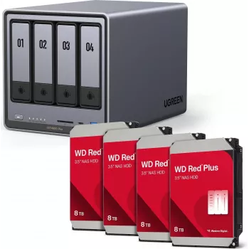 UGREEN NAS HDD Kit DXP4800 Plus+ ar 4 x Western Digital WD80EFPX 8TB diskiem (modelis 35261 & 4x WD80EFPX)