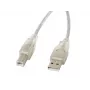 USB 2.0 kabelis LANBERG CA-USBA-12CC-0018-TR, USB A (vīrišķais) – USB B (vīrišķais), 1,8 m, caurspīdīgs