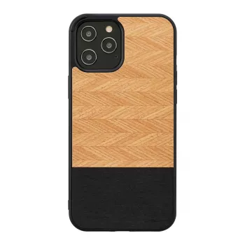 Telefona maciņš Man and Wood iPhone 12 / 12 Pro — siļķu kaula melns matējums