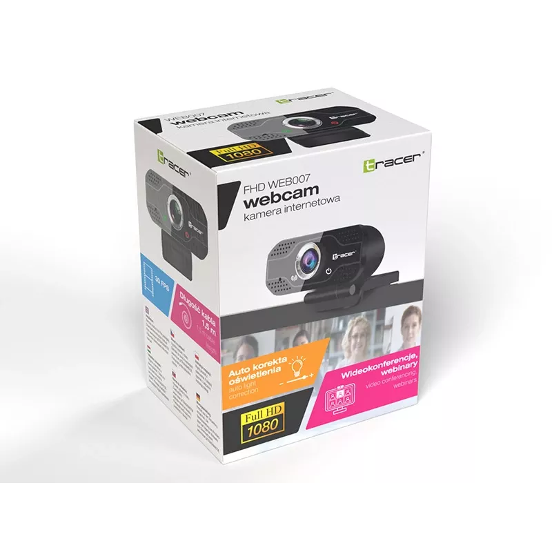 Tīmekļkamera Tracer WEB007 2 MP 1920 x 1080 pikseļi USB 2.0 Melna