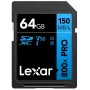 Lexar 64 GB SDXC UHS-I 800xPRO atmiņas karte — Class 10, U3, V30, 150 MB/s