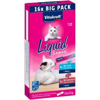 VITAKRAFT Liquid Snack Aknas ar Lasi - gardums kaķiem - 16x15g