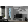 TV statīvs cama meble SOHO 140 — 1400×430×370 mm, balta virsma, skaidu plātne, balts rāmis, balts/pelēks spīdums