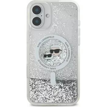 Karl Lagerfeld KLHMP16MLGKCSGH aizmugures vāciņš iPhone 16 Plus, TPU/PC, caurspīdīgs